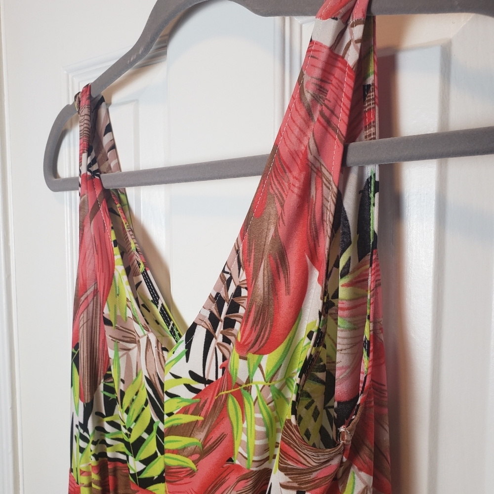 West Loop Women Stretchy V-Neck Tropical Vibrant Maxi Dress - Picture 10 of 10